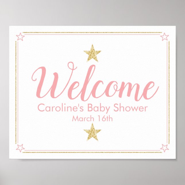 Välkomstskylt för Twinkle Baby Shower på Twinkle-r Poster (Framsidan)