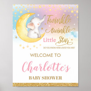 Välkomstskylt för Twinkle Little Star Elephant Ros Poster