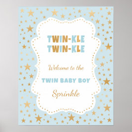 Välkomstskylt för Twinle Boy baby sprinkle Poster