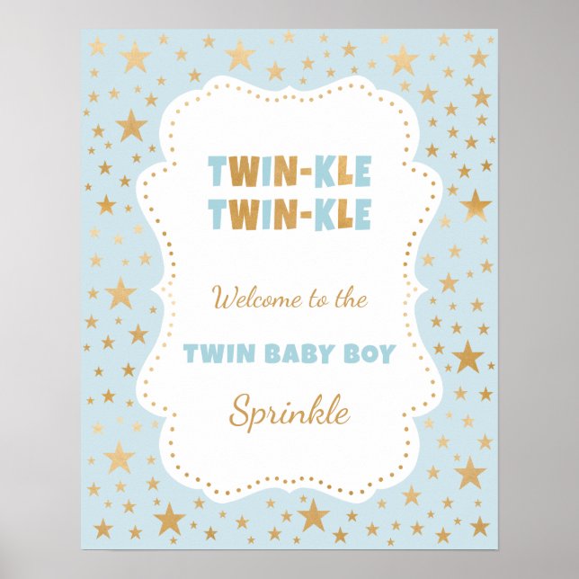 Välkomstskylt för Twinle Boy baby sprinkle Poster (Framsidan)