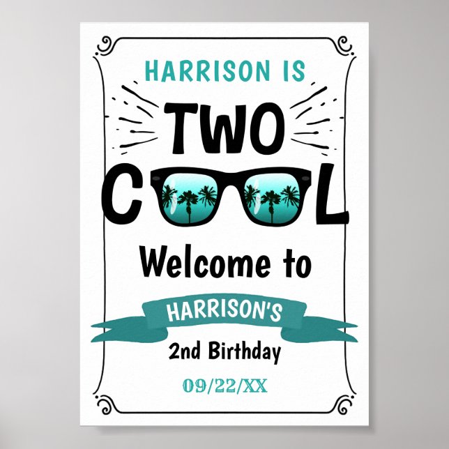 Välkomstskylt för Two Cool Boys 2-årsdag Poster (Framsidan)