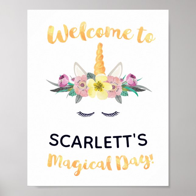 Välkomstskylt för Unicorn Birthday Poster (Framsidan)