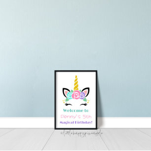 Välkomstskylt för Unicorn Birthday Poster