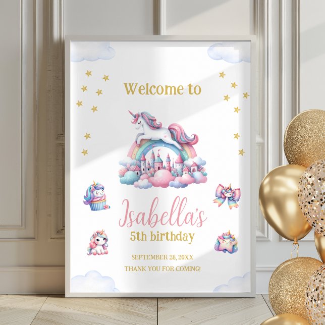 Välkomstskylt för Unicorn Rainbow Magic Poster Väl (Skapare uppladdad)