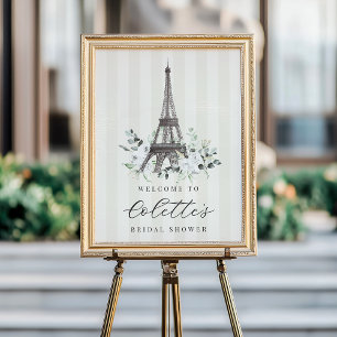 Välkomstskylt för utskriftsbar Paris Bloom Möhippa Poster