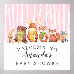 Välkomstskylt för välkomstbabyskor för Winter Wood Poster