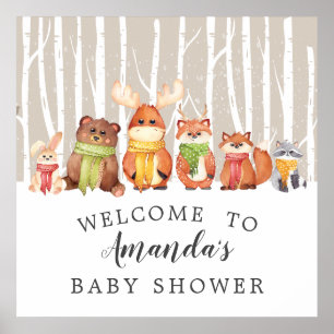 Välkomstskylt för välkomstbabyskor för Winter Wood Poster