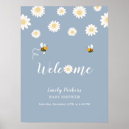 Välkomstskylt för vanlig ljus/mörk Daisy, babyblås Poster