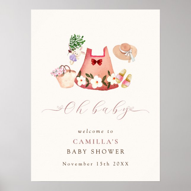 Välkomstskylt för vår Garden Clothes Baby Shower Poster (Framsidan)
