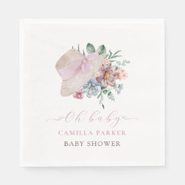 Välkomstskylt för vår Girl Garden Hat Baby Shower Pappersservett