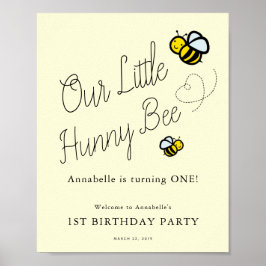 Välkomstskylt för vår lilla hunny Bee Girl Birthda Poster
