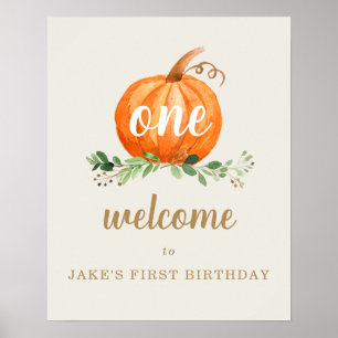 Välkomstskylt för vår lilla Pumpkin FirthBirthday Poster