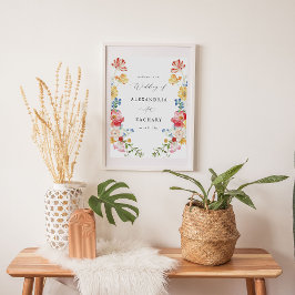 Välkomstskylt för Vår Multi Färg Blommigt Bröllop Poster