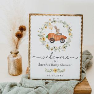 Välkomstskylt för vår Wildblomman Bunny Baby Showe Poster