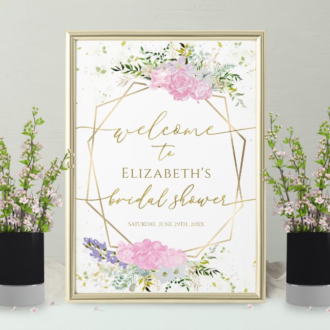 Välkomstskylt för vårbröllopsfest med vilda blommo poster (Skapare uppladdad)