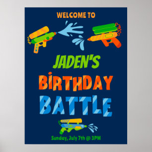 Välkomstskylt för vatten Gun Battle Bassäng Party Poster