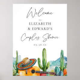 Välkomstskylt för vattenfärg fiesta för blivande p poster