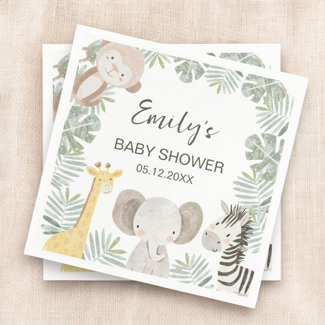 Välkomstskylt för vild en Safari Baby Shower Pappersservett (Skapare uppladdad)