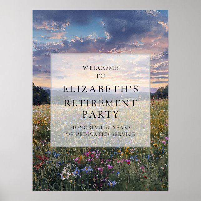 Välkomstskylt för vildblomsfest för pensionering poster (Framsidan)