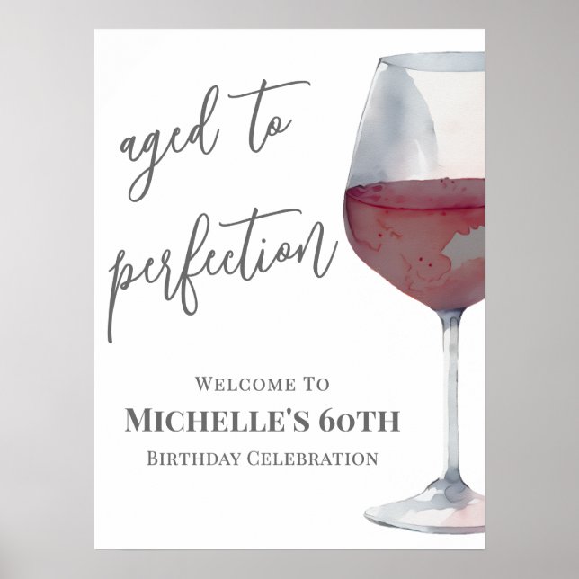 Välkomstskylt för vin-födelsedagsfest poster (Framsidan)