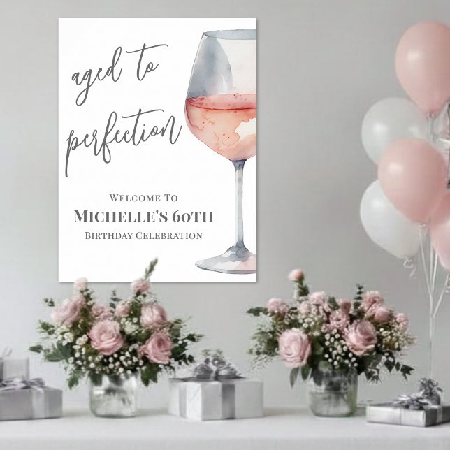 Välkomstskylt för vinfödelsedagsfest poster (Wine Birthday Party Welcome Sign)