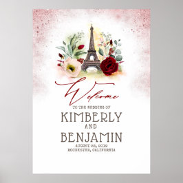 Välkomstskylt för vintage Paris Eiffel Torn Bröllo Poster