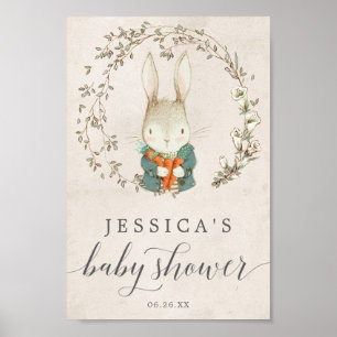 Välkomstskylt för vintage Rabbit Baby Shower Poster
