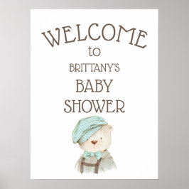 Välkomstskylt för vintagens Nalle för babyskor Poster