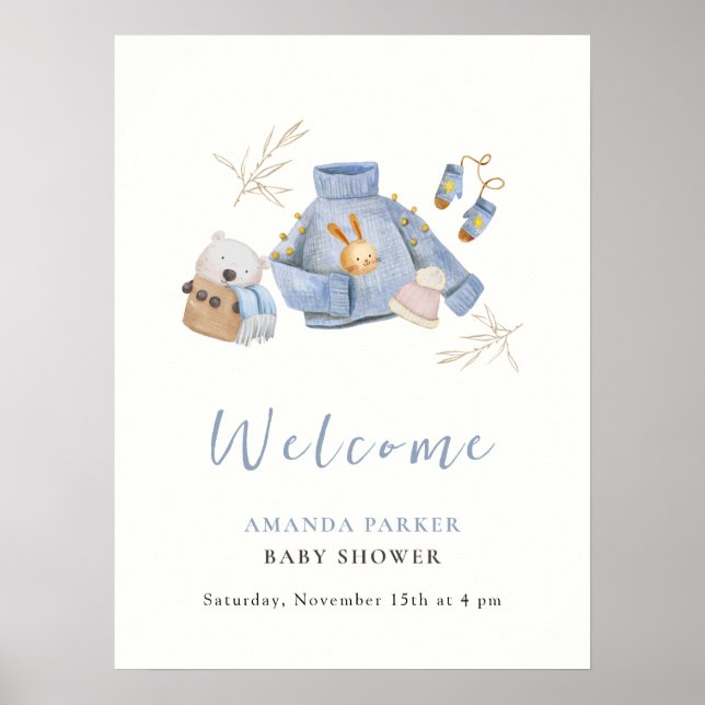 Välkomstskylt för Vinter Clothes Leksak Baby Showe Poster (Framsidan)