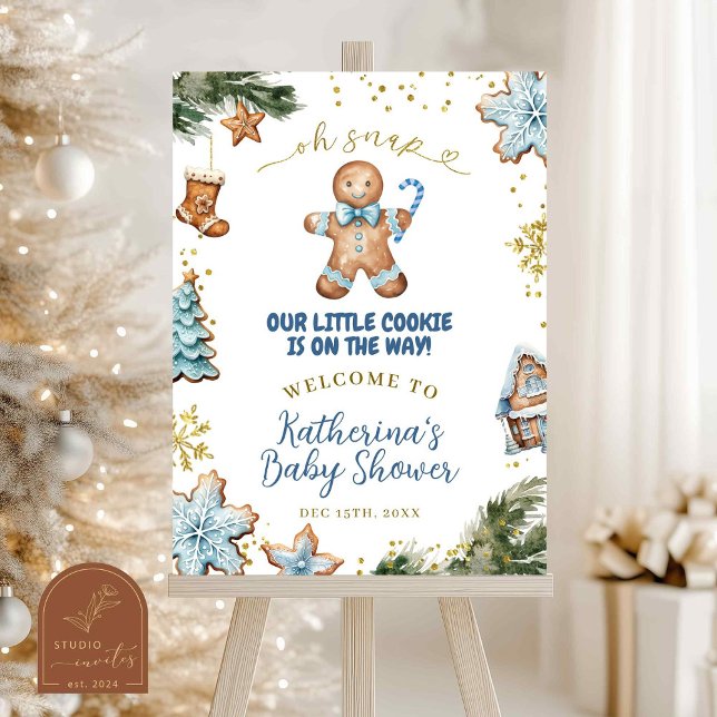Välkomstskylt för vinterblå pepparkaksgård poster (Skapare uppladdad)