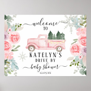 Välkomstskylt för vinterdisken efter babyvisning poster