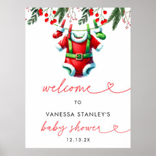 Välkomstskylt för vinterjul Santa Baby Shower Poster