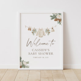 Välkomstskylt för vinterklädstreck för baby shower poster