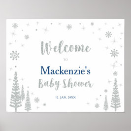 Välkomstskylt för vinterpojke baby shower-fest poster
