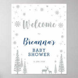 Välkomstskylt för vinterpojke baby shower-fest poster