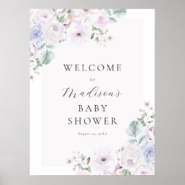 Välkomstskylt för Violet och Lavender Baby Shower Poster