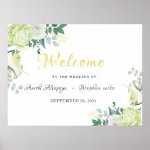 Välkomstskylt för vit ros Grönt och vit Blommigt