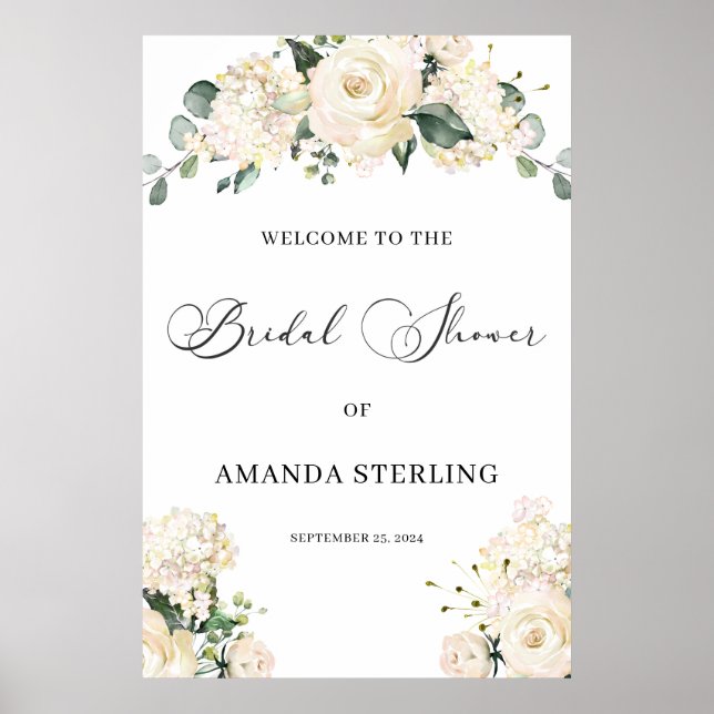 Välkomstskylt för vit ros poster (Framsidan)