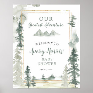 Välkomstskylt för Watercolor Äventyr Forest Gräs T Poster