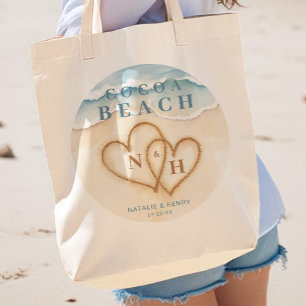 Välkomstskylt för Watercolor Beach Wedding Tygkasse