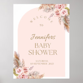 Välkomstskylt för Watercolor Boho Flowers Baby Sho Poster