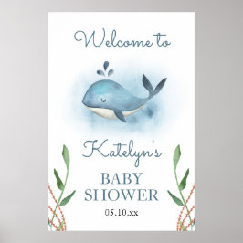 Välkomstskylt för Whale Baby Shower Poster