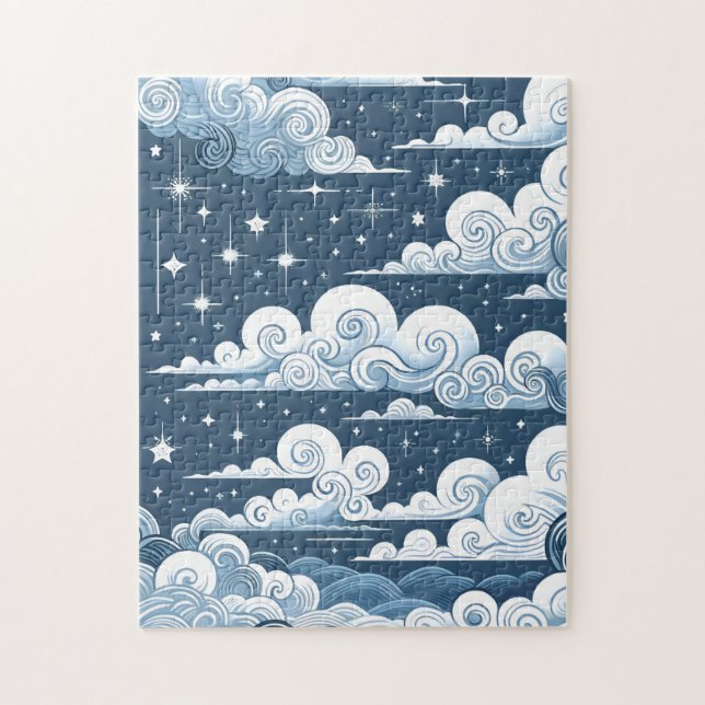 Välkomstskylt för Whimsical Blue Celestial Baby Sh Pussel (Vertikal)