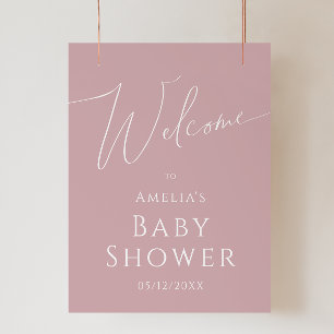 Välkomstskylt för Whimsical Dusty Ro Baby Shower Poster
