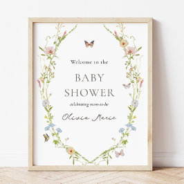 Välkomstskylt för Wildblomfjäril Garden Baby Poster
