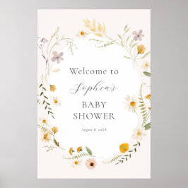 Välkomstskylt för Wildblomma Fält Boho Baby Shower Poster