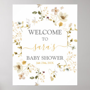 Välkomstskylt för Wildblomma Vår Baby Shower Girl Poster