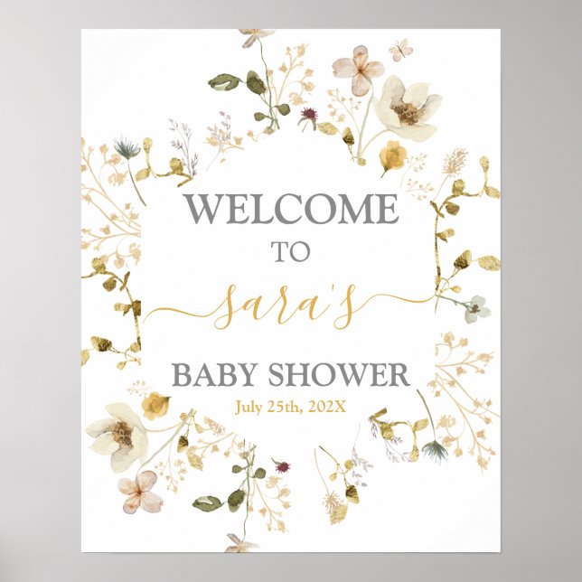 Välkomstskylt för Wildblomma Vår Baby Shower Girl Poster (Framsidan)