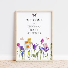Välkomstskylt för Wildblommetid, babyvisning Poster