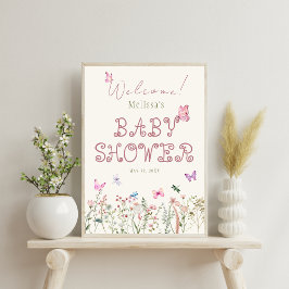 Välkomstskylt för Wildlfower Baby Shower Poster